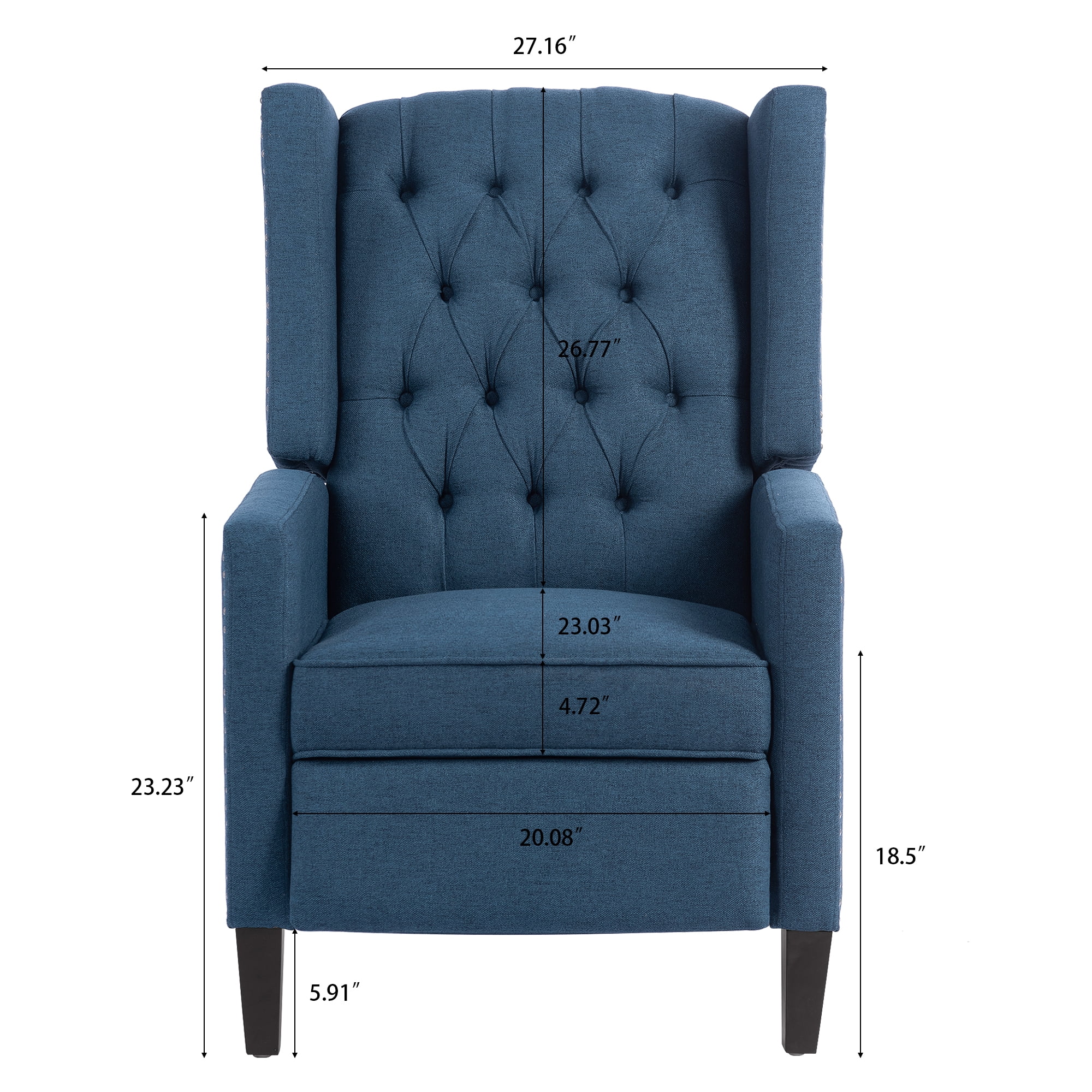 Recliner Chair, Living Room Chairs with Arms, Adjustable Single Reclining Sofa, Home Theater Seating Arm Chair with Thick Padded Seat, Footrest, Lounge Chair for Bedroom, Blue - Image 8