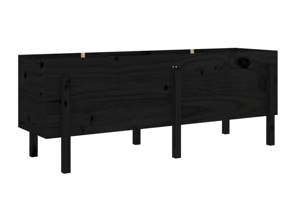 Arriate elevado de jardín madera maciza pino negro 160x50x57 cm