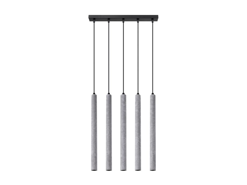 Lámparas colgantes Pastelo moderno de concreto - 5 fuentes luminosas - L.45 x A.110 cm - gris