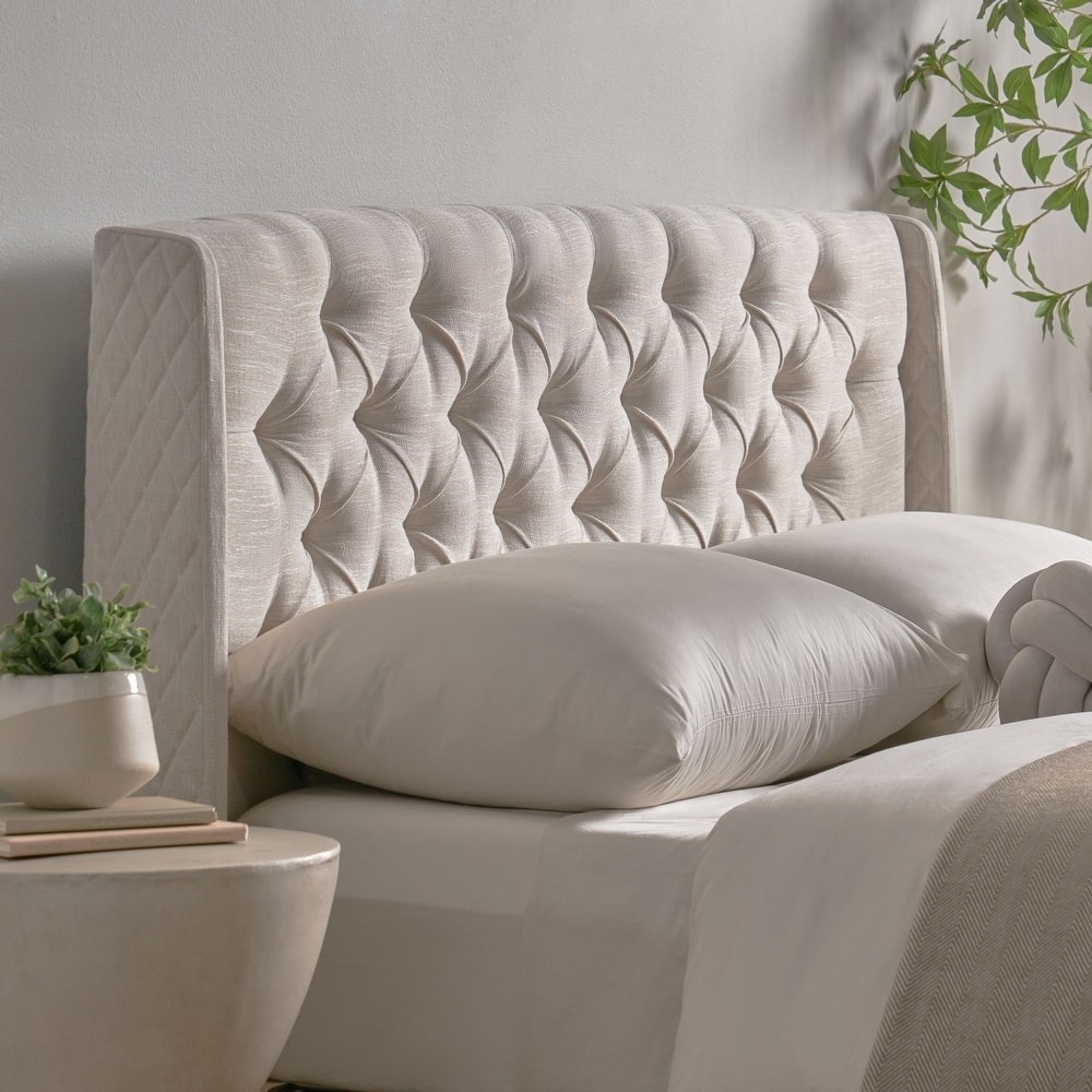 WAYFAIR Christopher Knight Home Perryman Queen Wingback Headboard ?C Luxurious Tufted Design