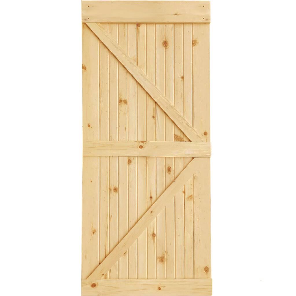 Kimberly Bay 30 in. x 83.5 in. Unfinished K-Bar Solid Core Pine Interior Barn Door Slab Kit(Brown/30" X 83.5")