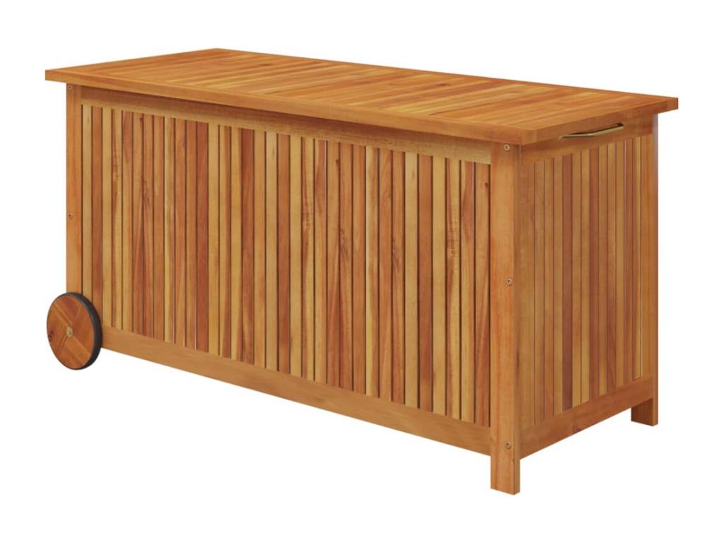 Prolenta Premium - Caja de almacenaje de jardín ruedas acacia maciza 113x50x58 cm