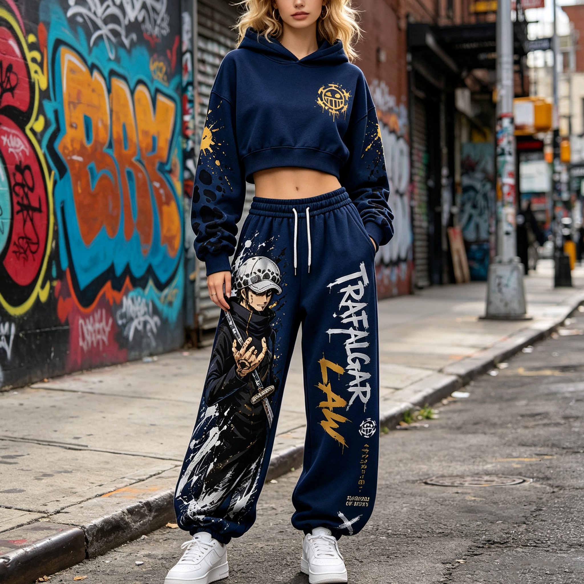 One Piece Cropped Long Sleeve Hoodie & High Waist Jogger Pants Two Piece TeeThreads Sustain the Scene with Custom Apparel