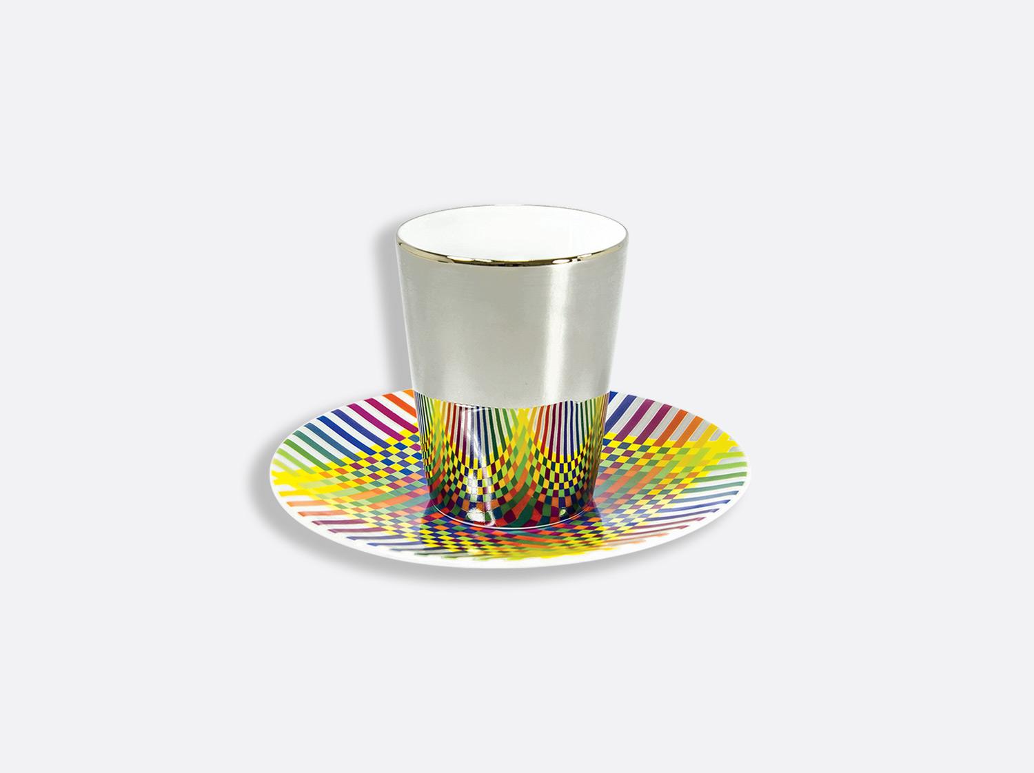 Coffret de 2 tasses platine et soucoupe café 7 cl