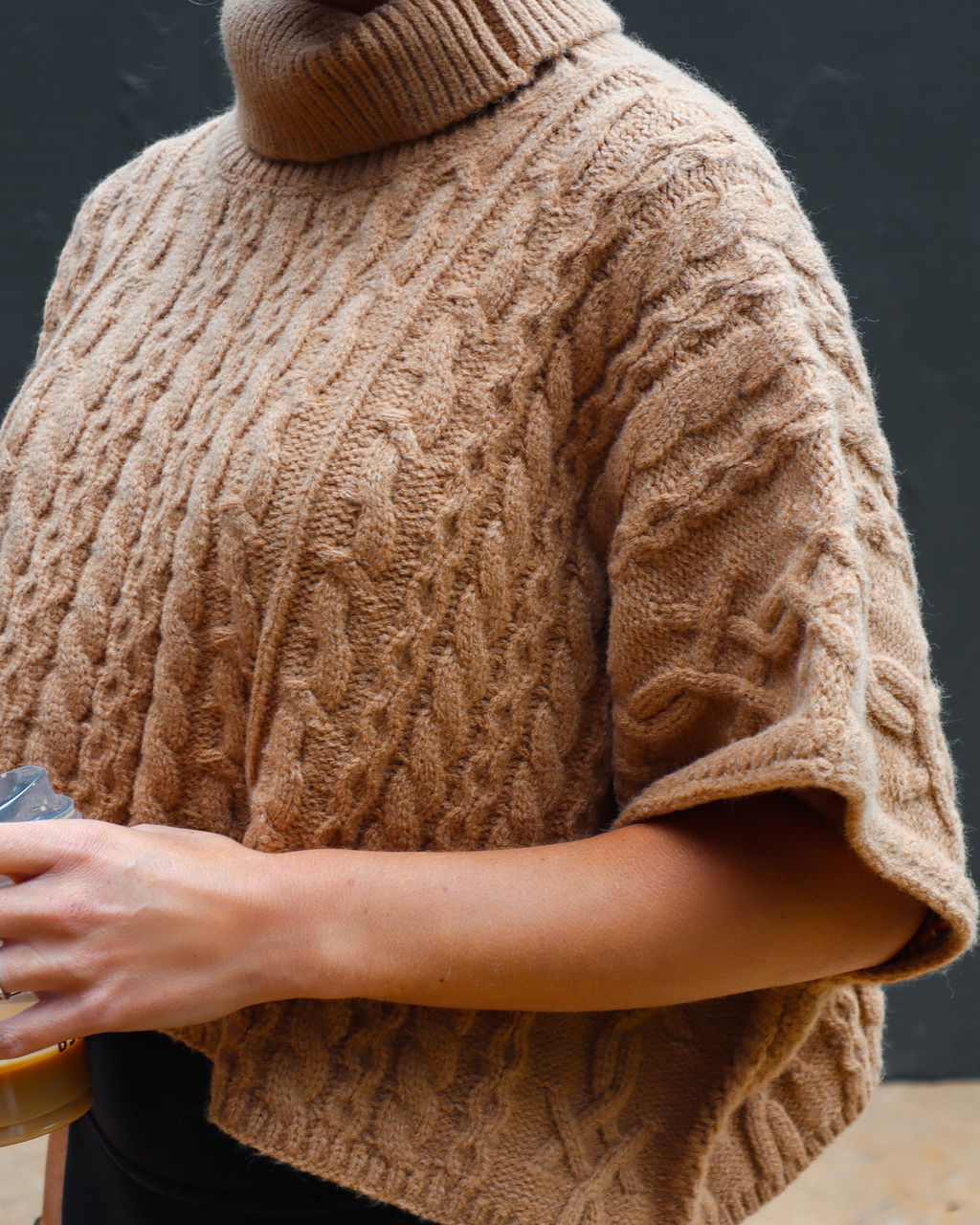 Adalynn Cable Knit Turtleneck Sweater Vest - Camel - Se7enfashion