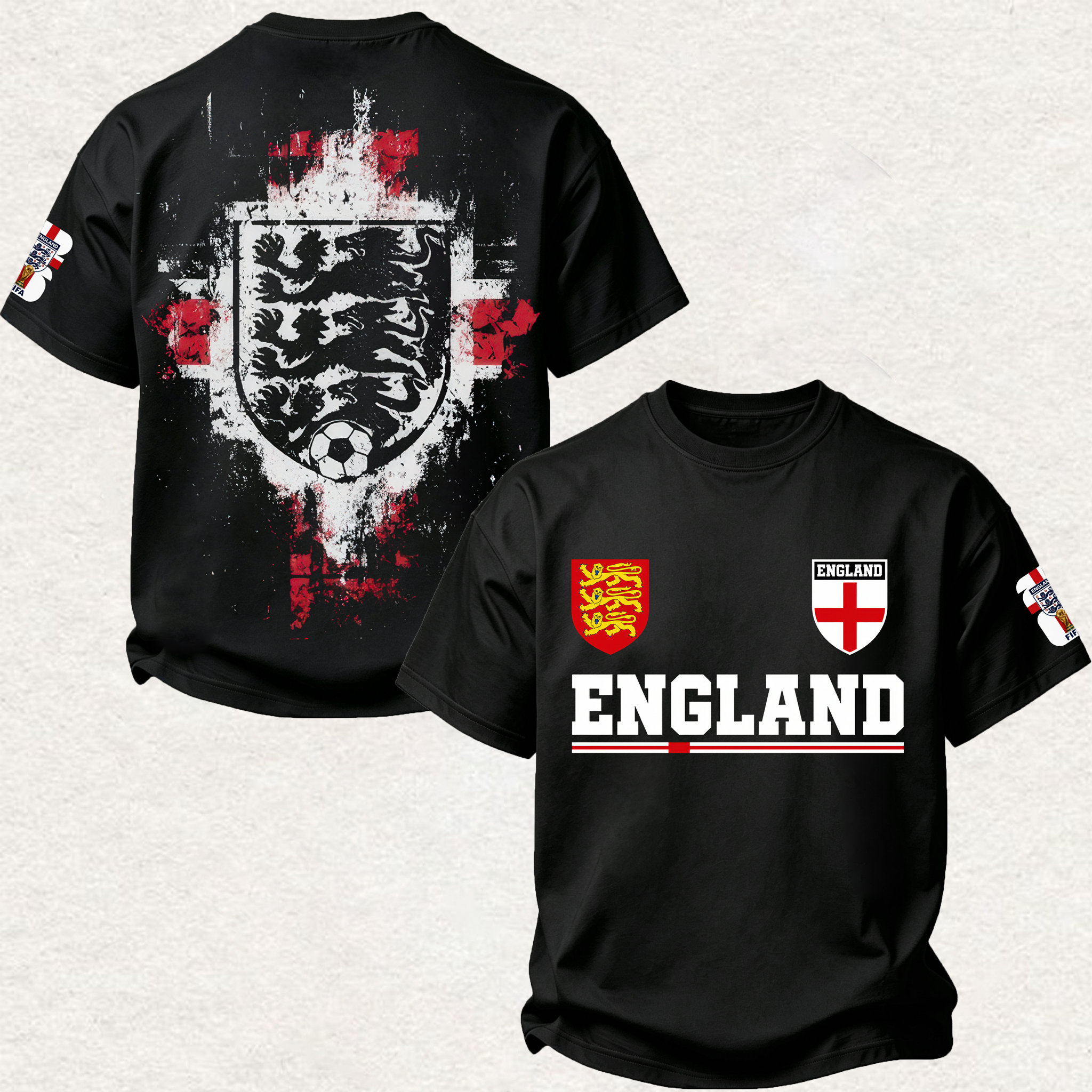 Three Lions Football Shield Graphic Printed Oversized Unisex T-shirt