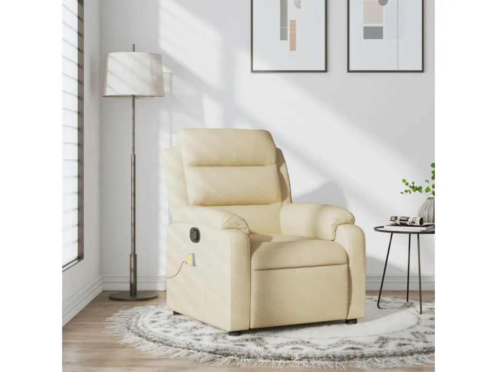 Sillón de masaje reclinable de tela crema