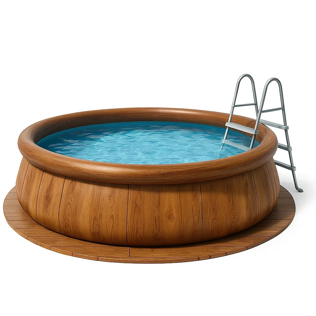 Piscina desmontable redonda 366x76cm con depuradora, madera kABfJVis36Lt