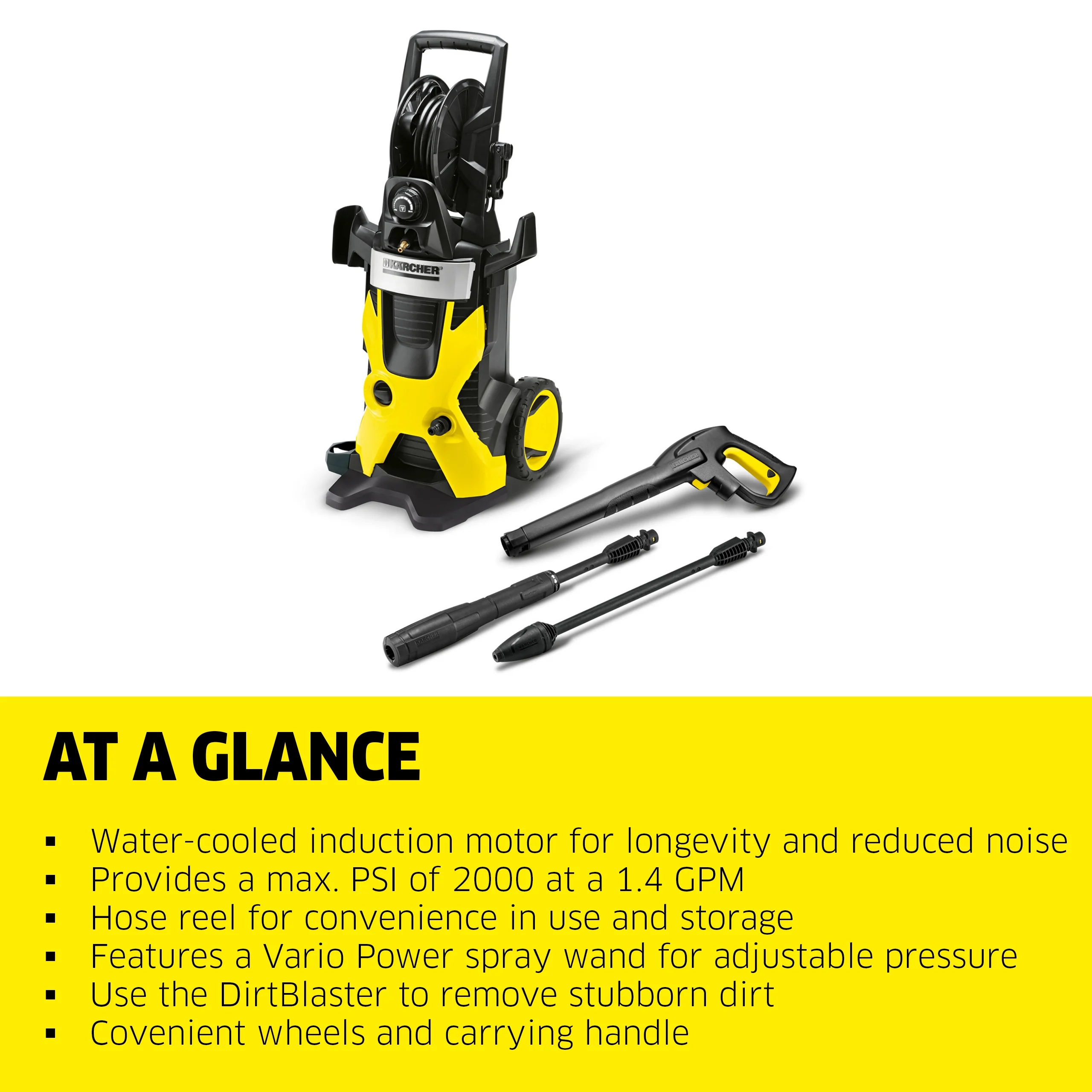 Karcher Pressure Washer, K5 Premium, 1.45 GPM, Hose Reel, 32 ft. Hose - 2000 PSI - Image 7