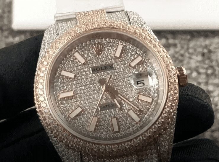 Replica Rolex Datejust Two Tone Jubilee Fully Iced Out 126303