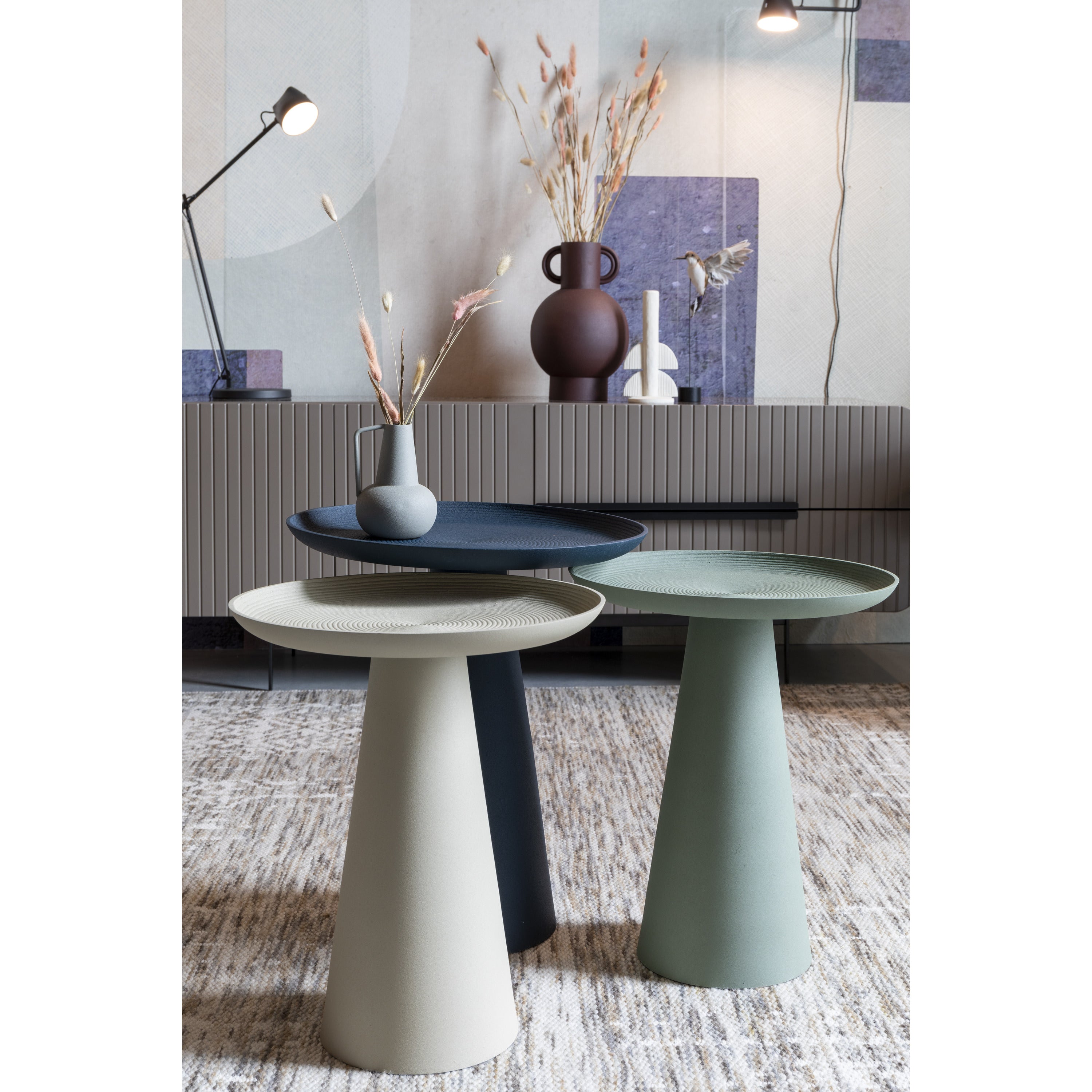 Blokker basic Tira Bijzettafel - Blauw - Ø 39,5 cm
