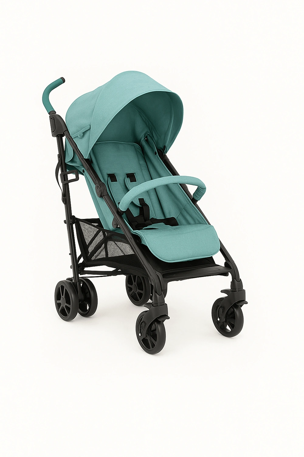 Cochecito de bebé, carrito ligero con respaldo ajustable en 4 posiciones y arnés de seguridad, hasta 22 kg, color verde menta, apto para 0 - 48 meses