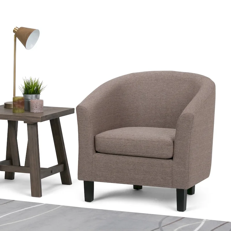Modern Tub Accent Chair with Upholstered Seat and Wooden Legs