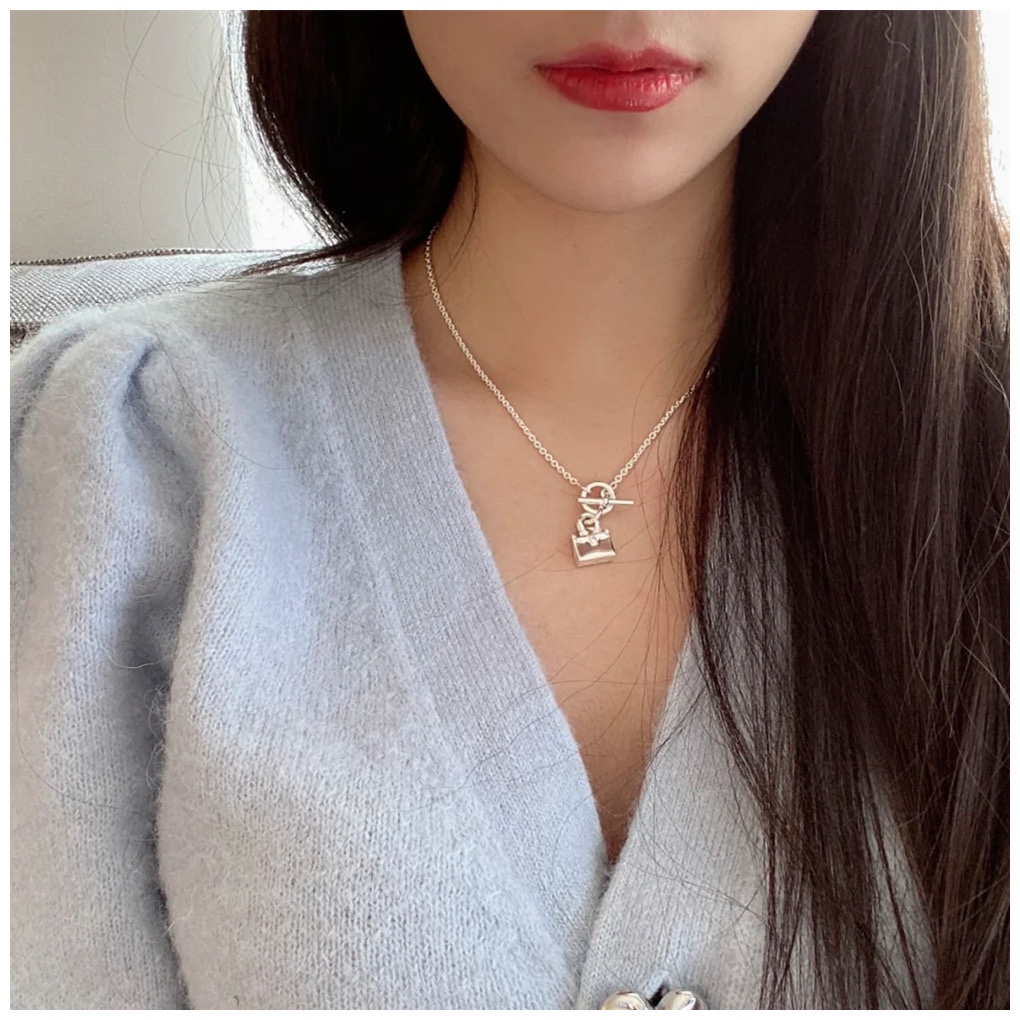 Hermes OT Clasp Plain Surface Bag Pendant Necklace - Original Replica Club