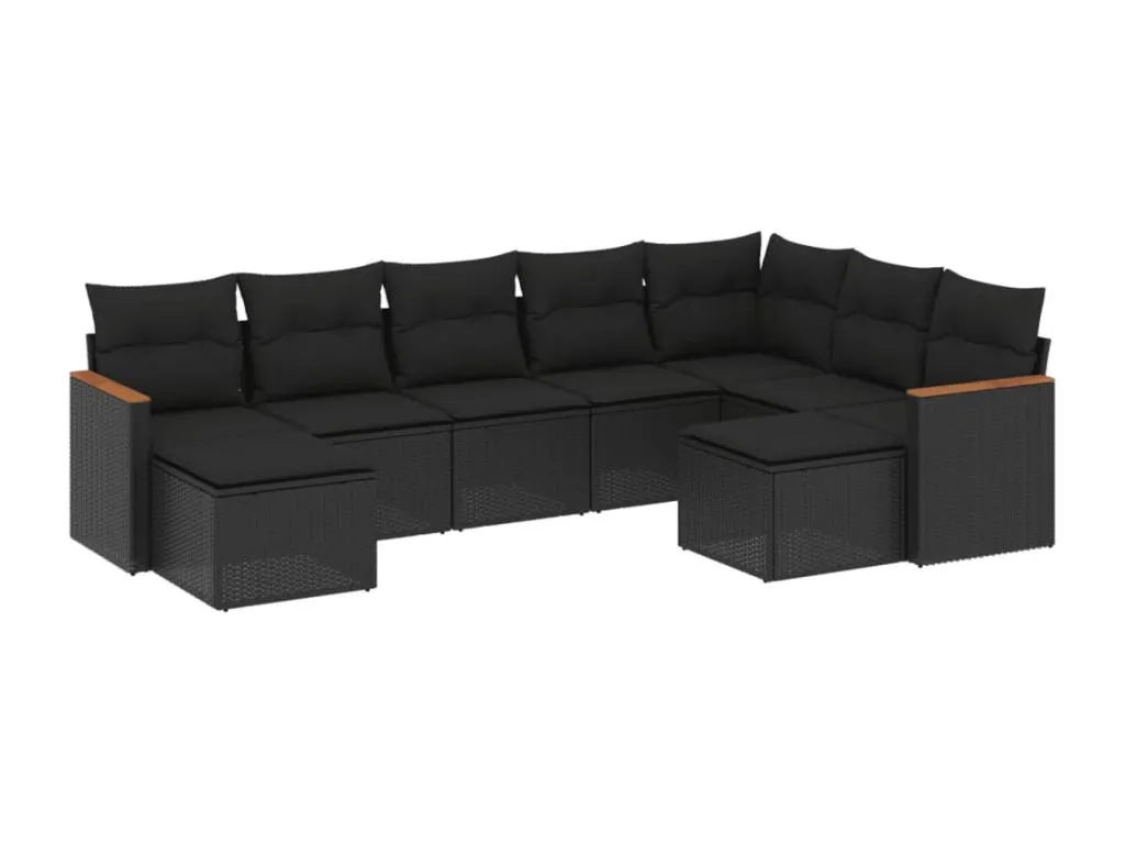 Sofás de jardín 8 piezas ratán sintético negro con estilo refinado GS0594154