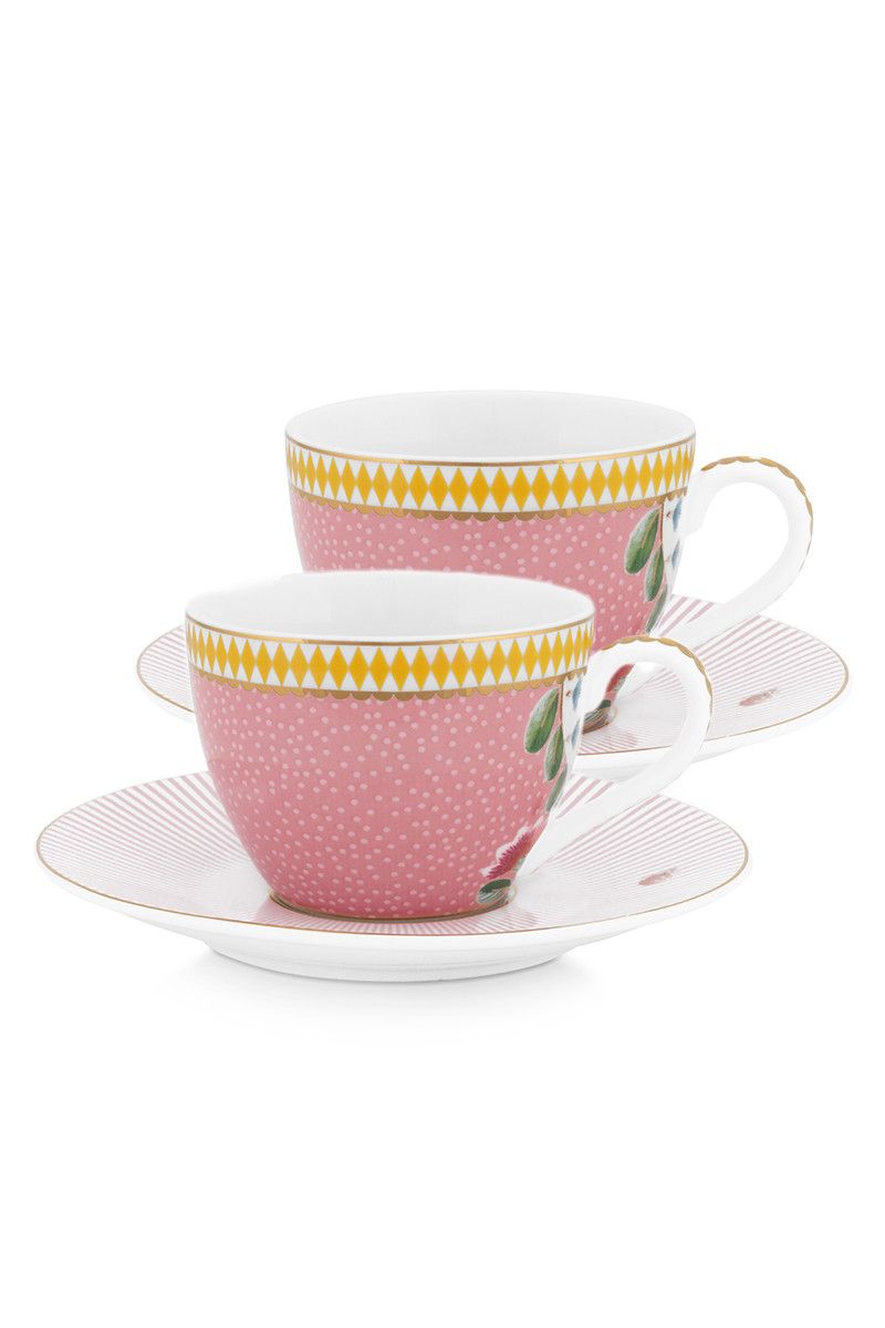 Set/2 Espresso Cups & Saucers La Majorelle Pink