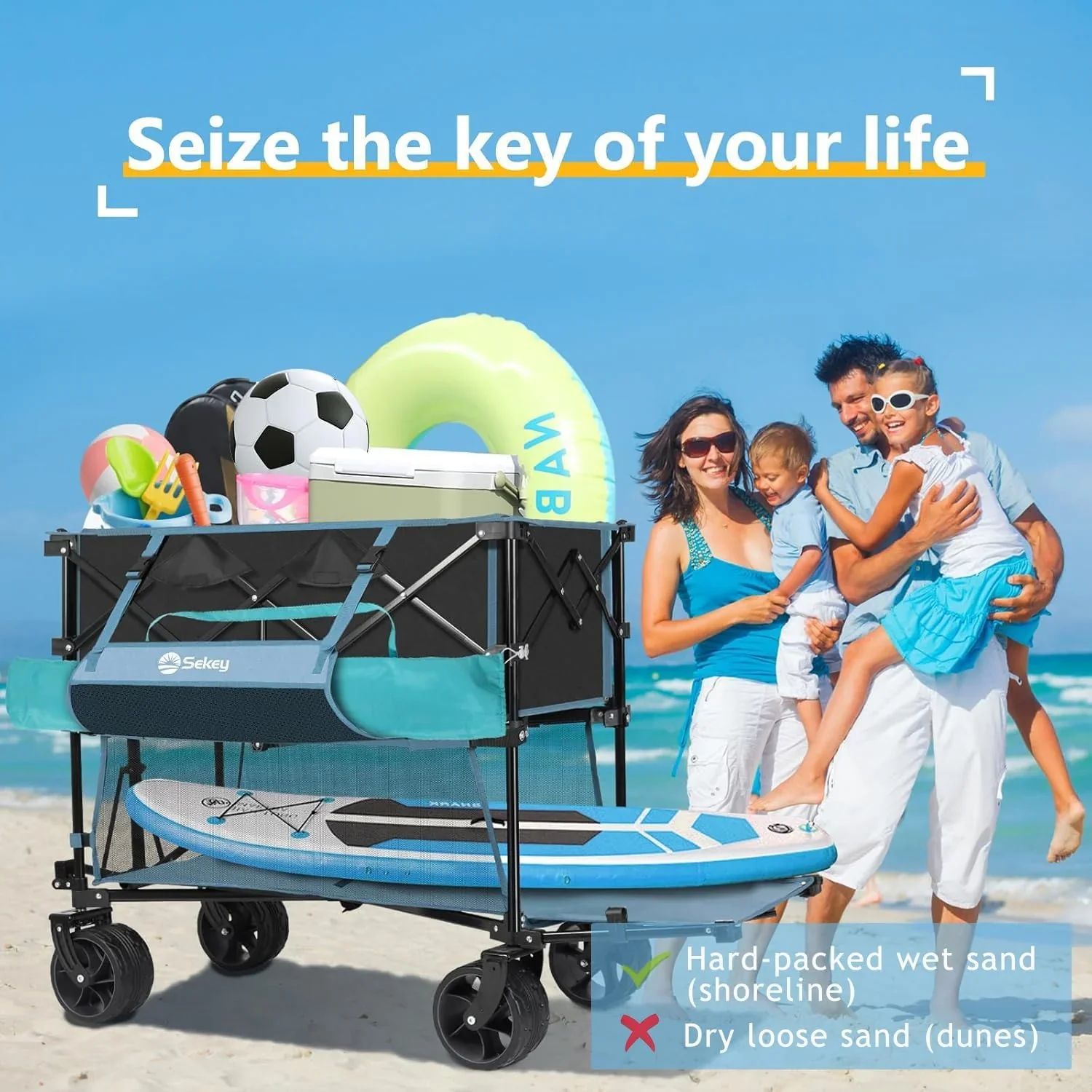 400L Large Capacity Folding Double Decker Wagon with Brakes 50