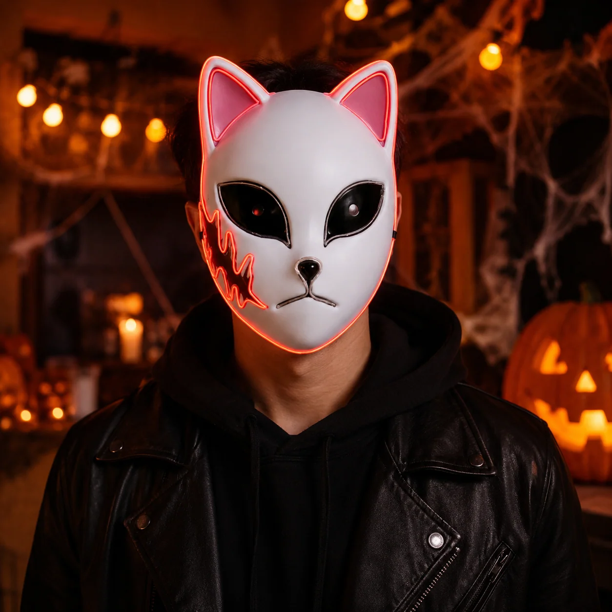 Halloween Mask Cat Design LED Light-Up Costume Light Up Mask - Image 3 Halloween Mask Cat Design LED Light-Up Costume Light Up Mask - Image 3