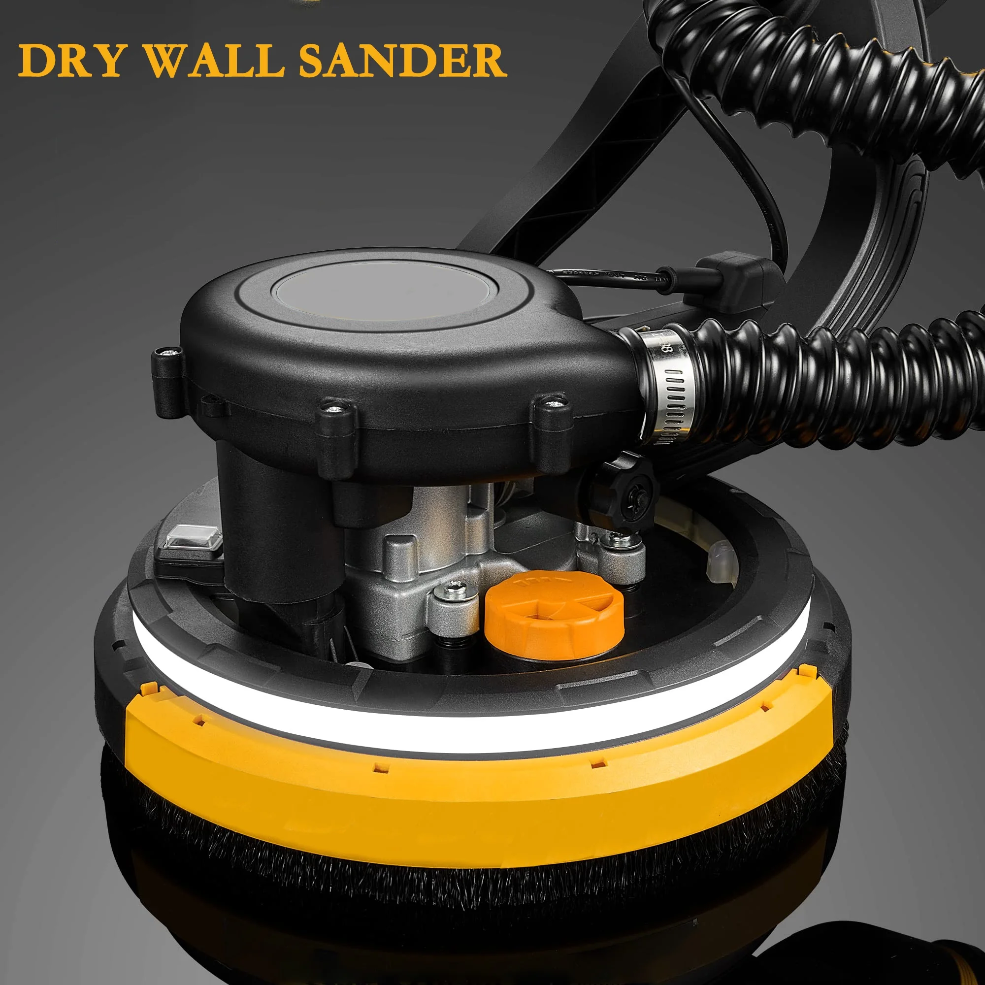 POVANLI 780W Electric Drywall Sander with Vacuum Dust Collection, 6.5A Motor Dustless Floor Sander with Variable Speed 900-1800RPM, LED Light, Extendable & Foldable Handle Yellow+Black - Image 6