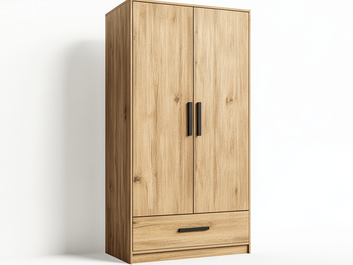 Armario roble claro con dos puertas y un cajón MDF 80x50x190cm para dormitorio