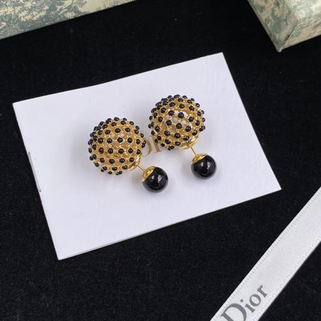Dior Black Stud Earrings - Original Replica Club