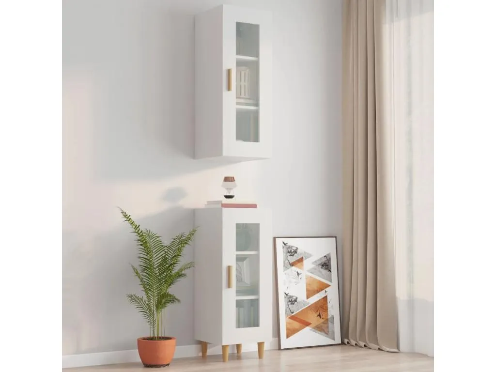 Armario de pared colgante blanco brillante 34.5x34x90 cm wieg66209