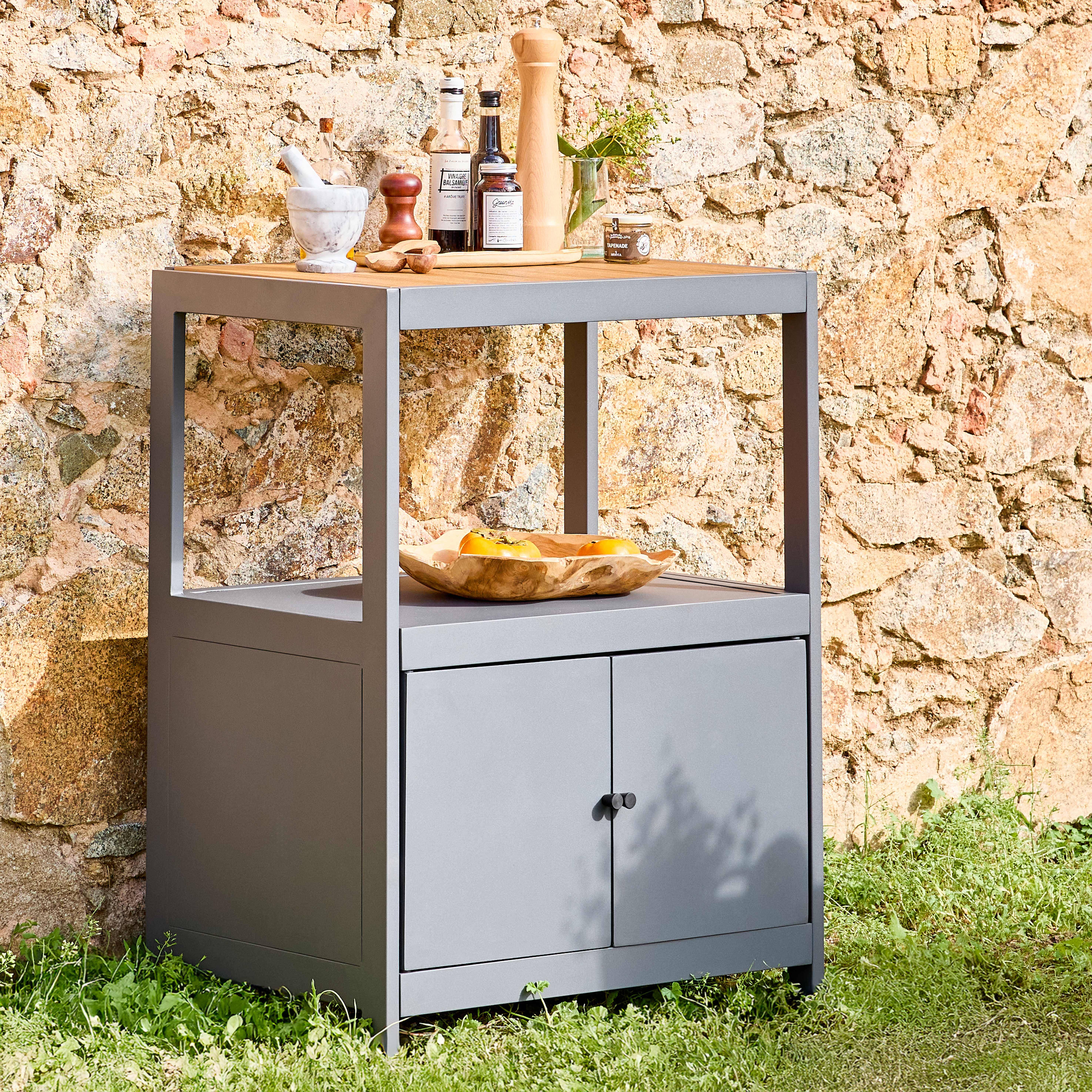 Albi - Cocina exterior de aluminio y polywood con 2 puertas