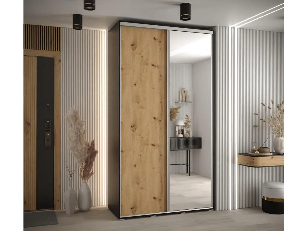 ARMARIO Andreuworldcasa 3 DE PUERTAS CORREDERAS 235.2/130/45 2 puertas (Negro/Artisan/Plata)