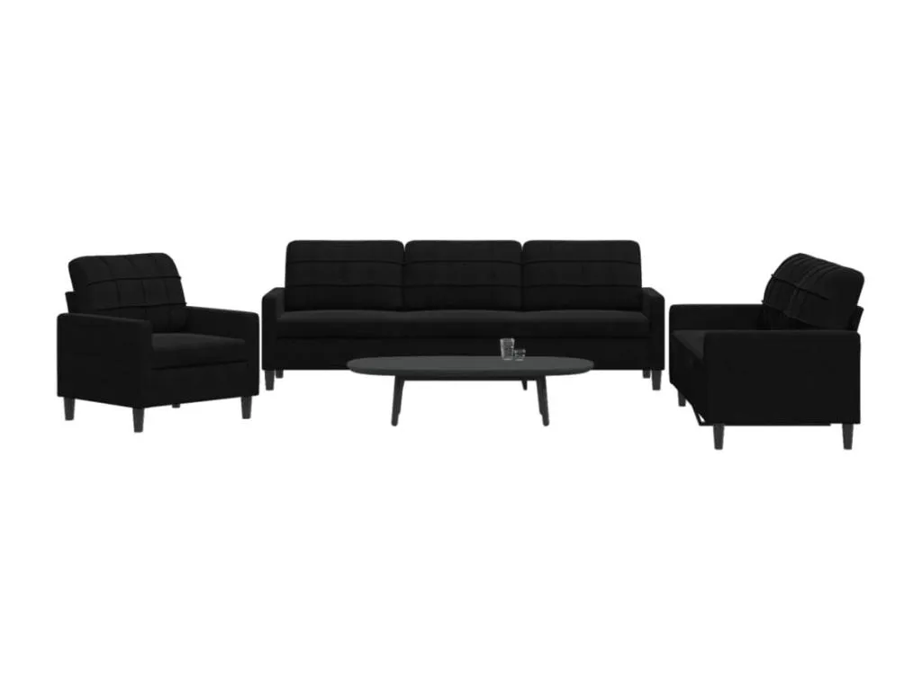 Juego de sofás con cojines 3 piezas terciopelo negro 49541egcj
