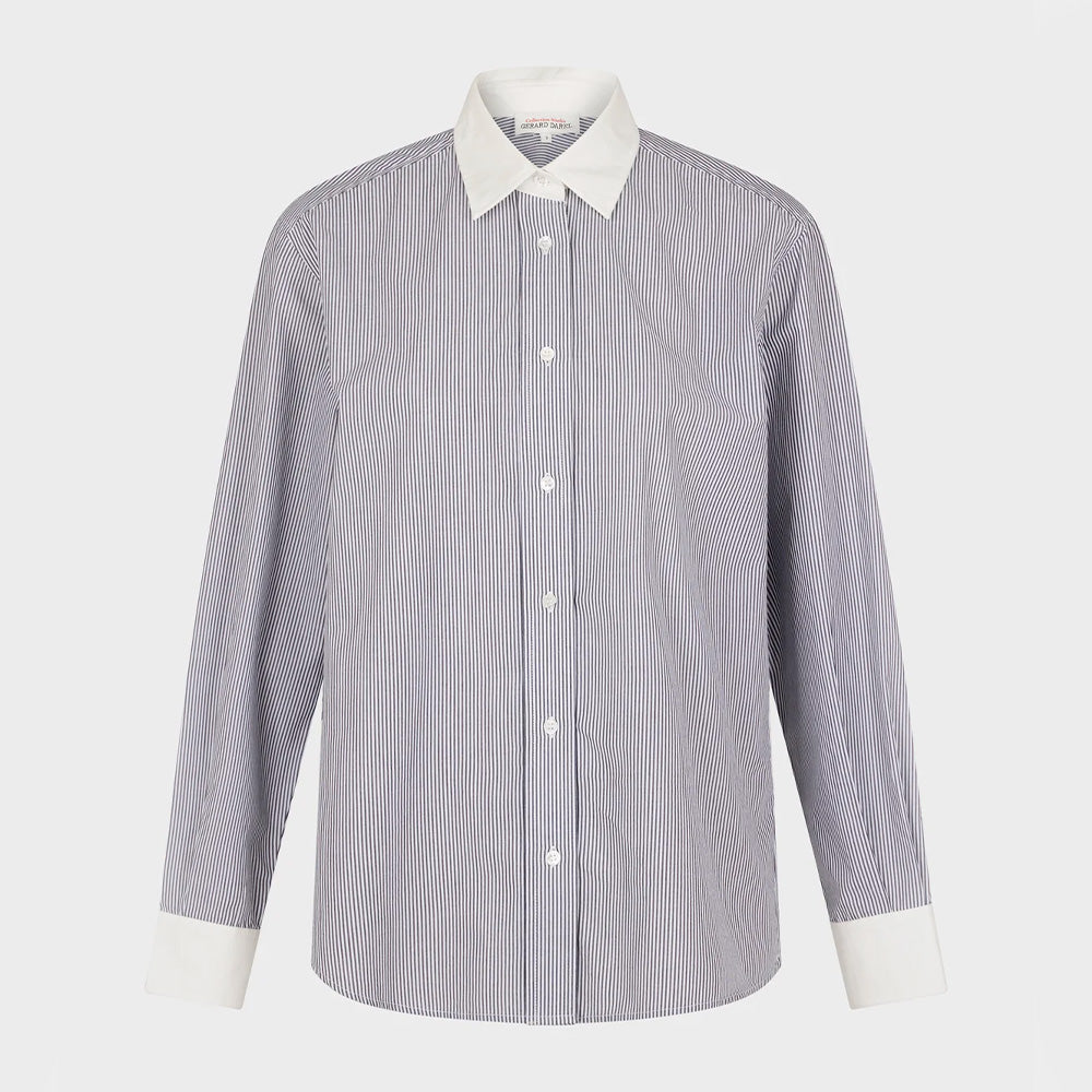 Gerard Darel - Chemise à rayures et col blanc - Anthracite