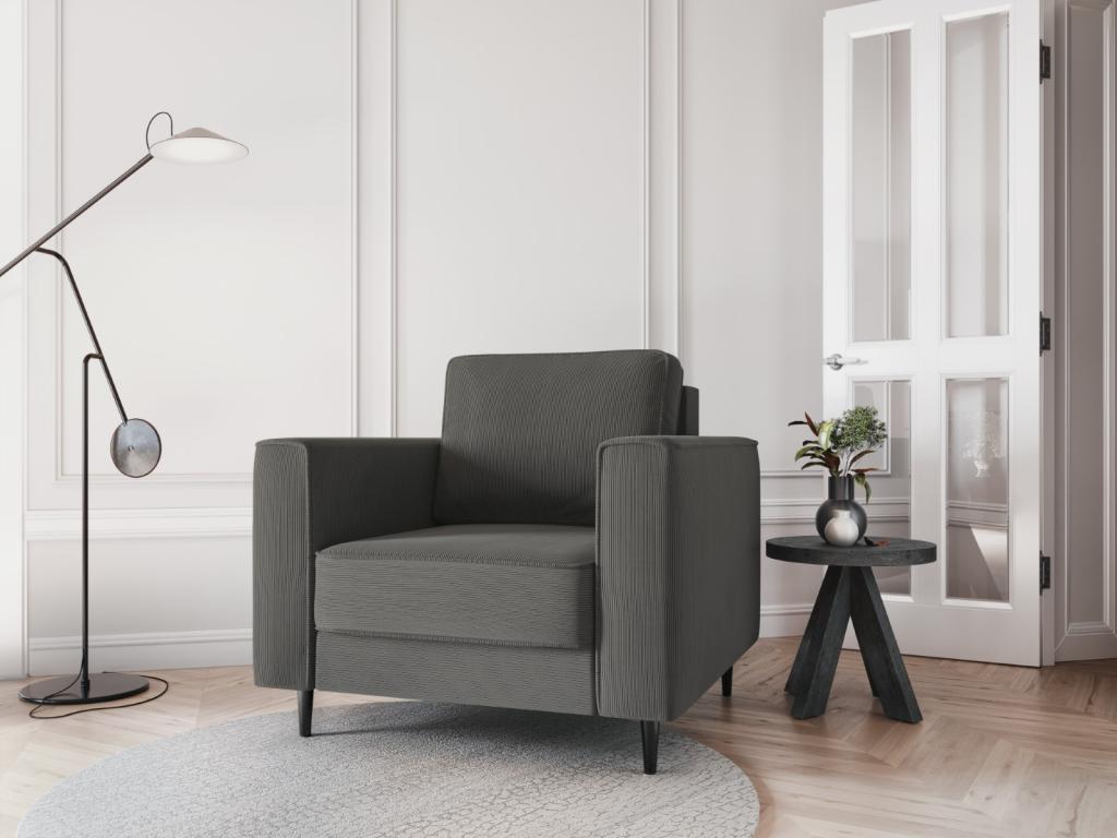 Sillón Cozetiq de pana gris - 98x97x88cm