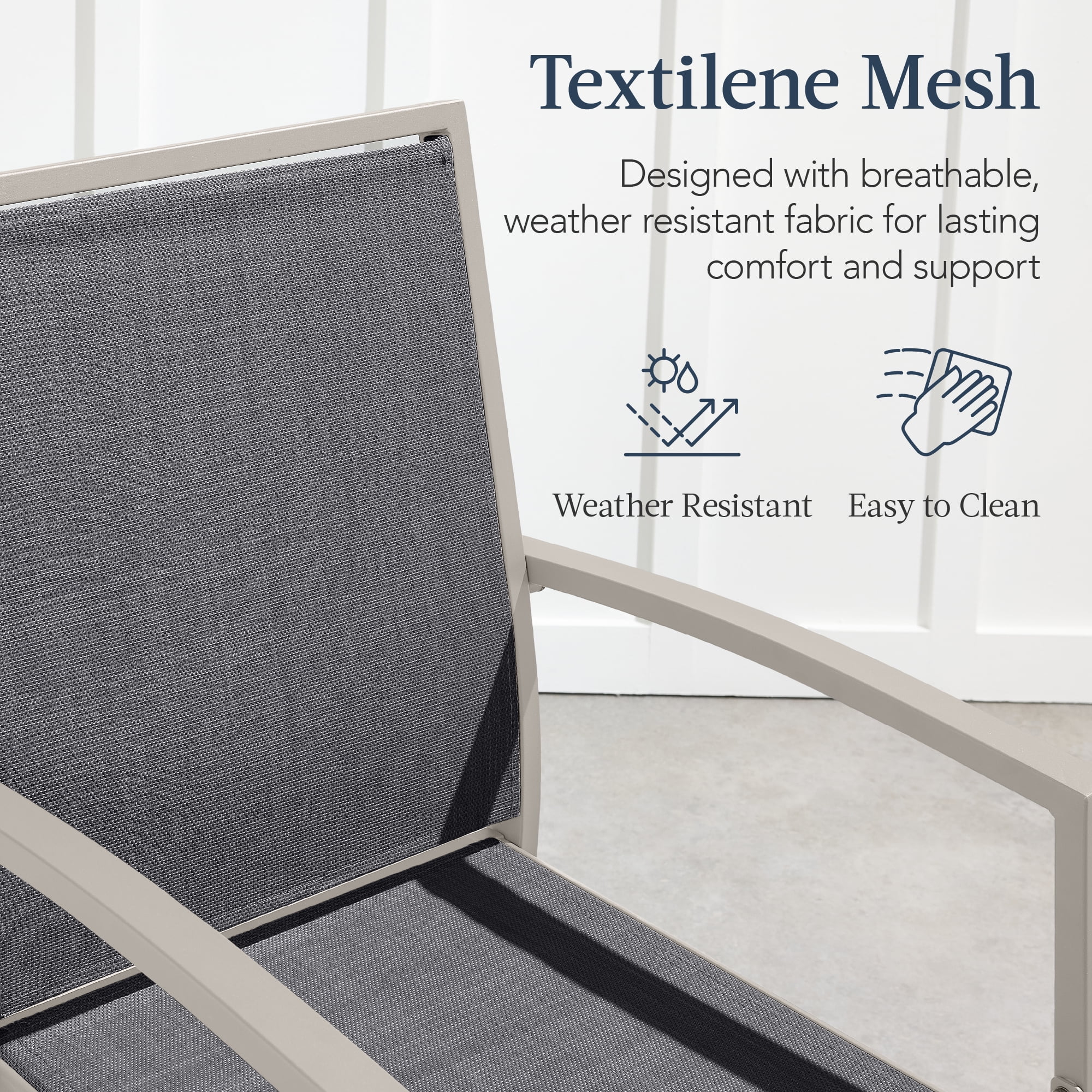 Best Choice Products Outdoor Barstools Set of 2, Bar Height Patio Chairs w/ All-Weather Mesh - Black/Black - Image 45
