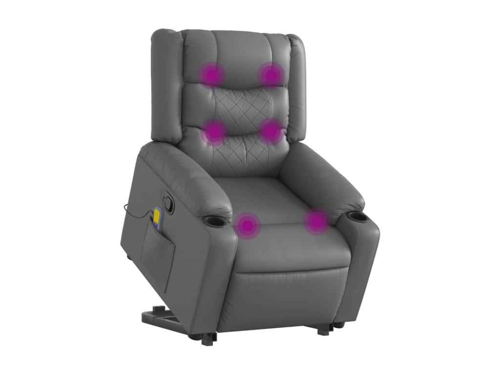 Sillón reclinable de masaje de pie cuero artificial gris
