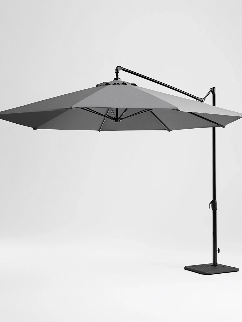 Parasol desplazado rectangular gris aluminio uso exterior 370x278 cm