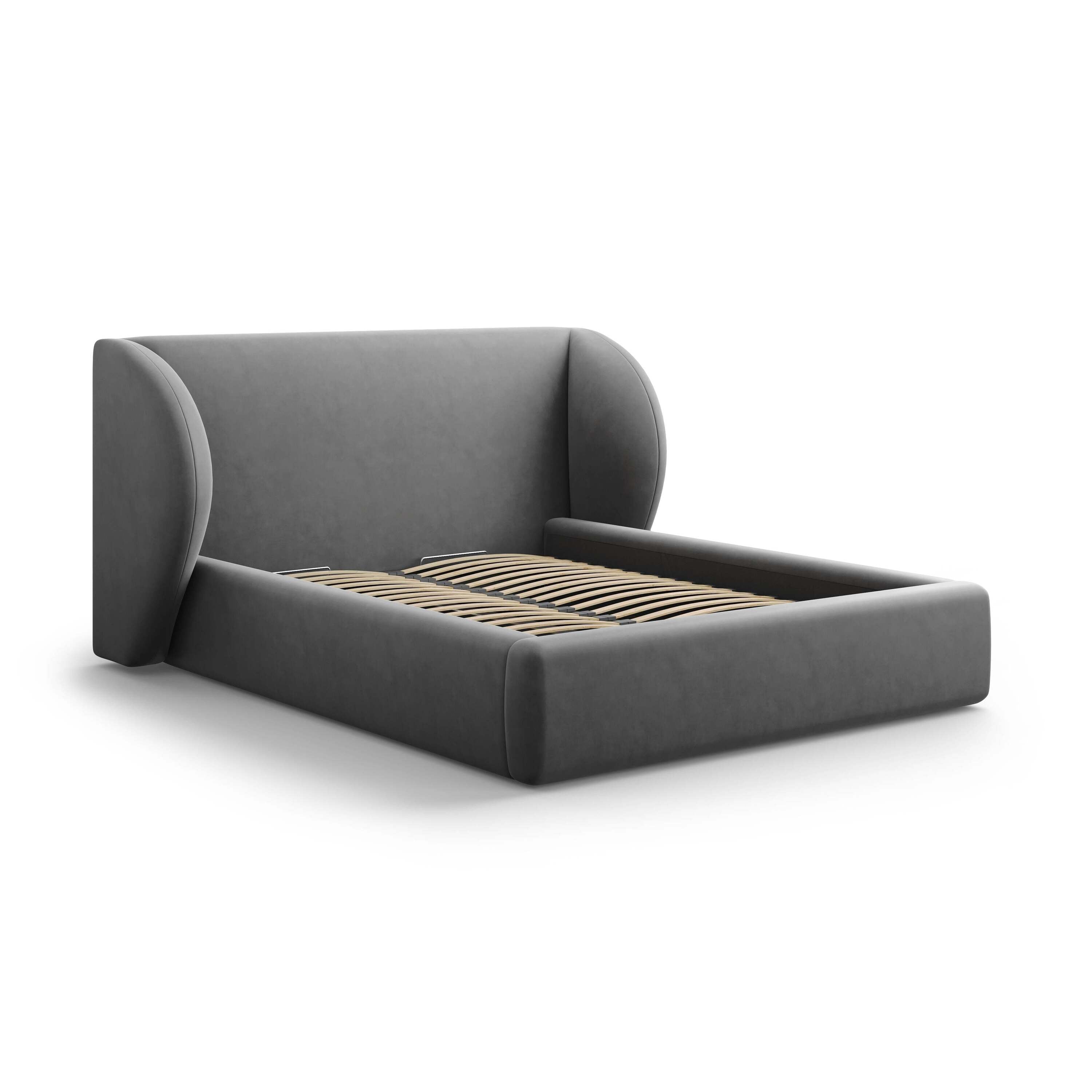 Micadoni Bedframe Miley met Opbergruimte - 200 x 200 cm - Fluweel - Gr