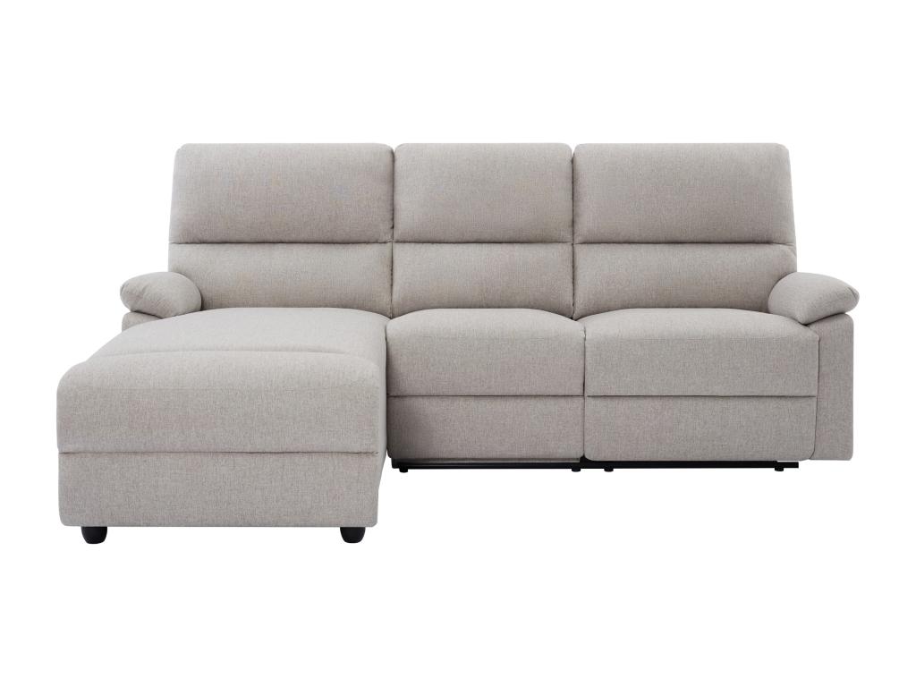 Sofá rinconera izquierdo reclinable eléctrico tela beige