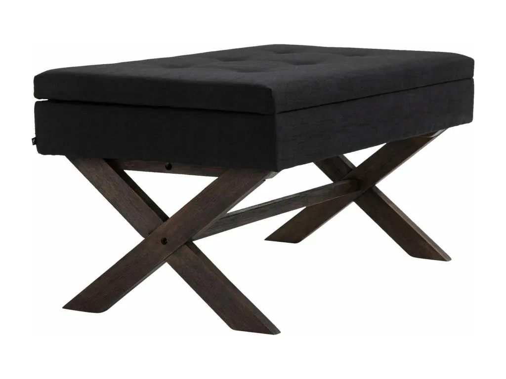 Banco banqueta pie de cama tapizado tela negro antiguo con almacenamiento tui2574231