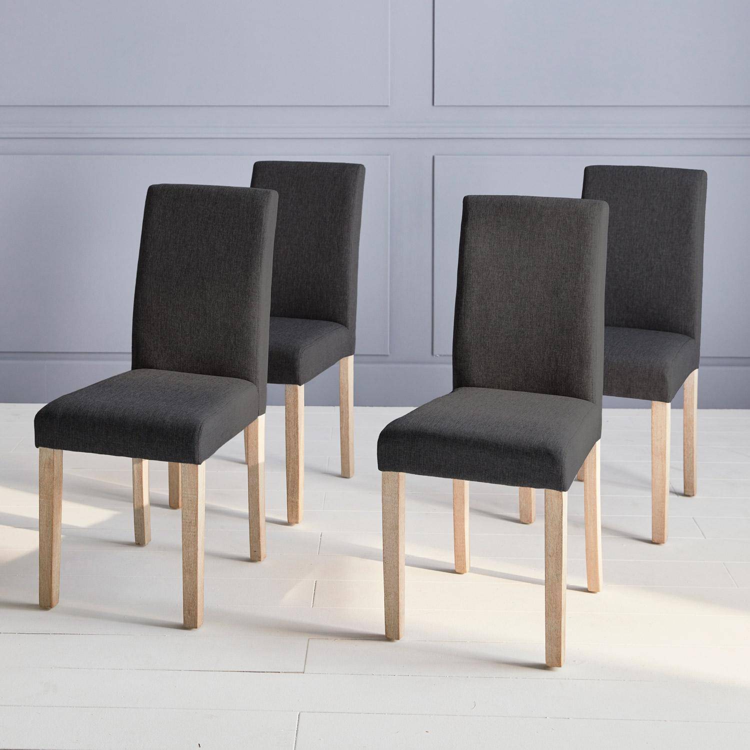 Rita - Silla de tela con patas de madera, set de 4