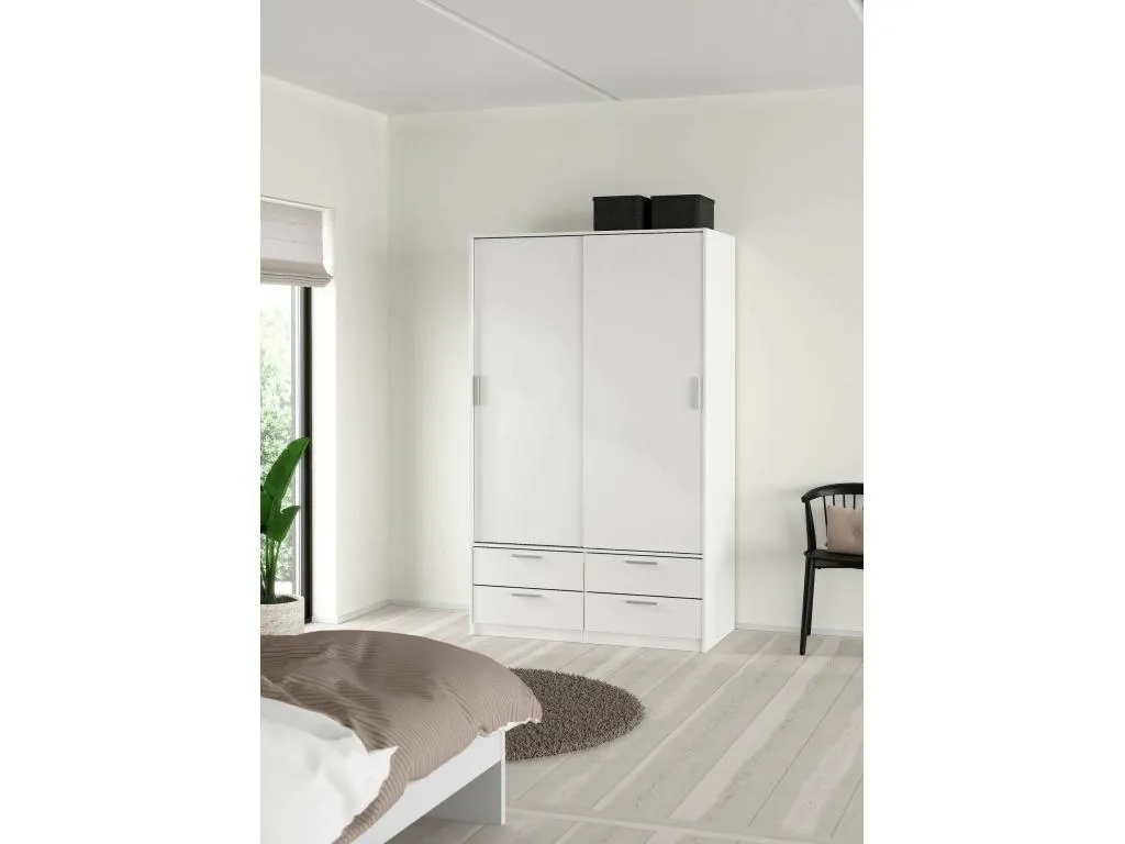 Armario 2 puertas Luxmbls Muebles de dormitorio Vestidor Armario de ropa 121x60 h200 cm Blanco 63544HLTC