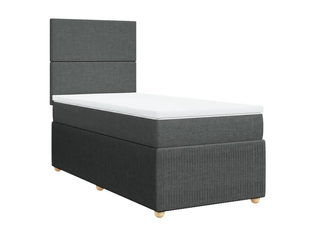 Cama box spring con colchón tela gris oscuro 80x200 cm ydd3518606