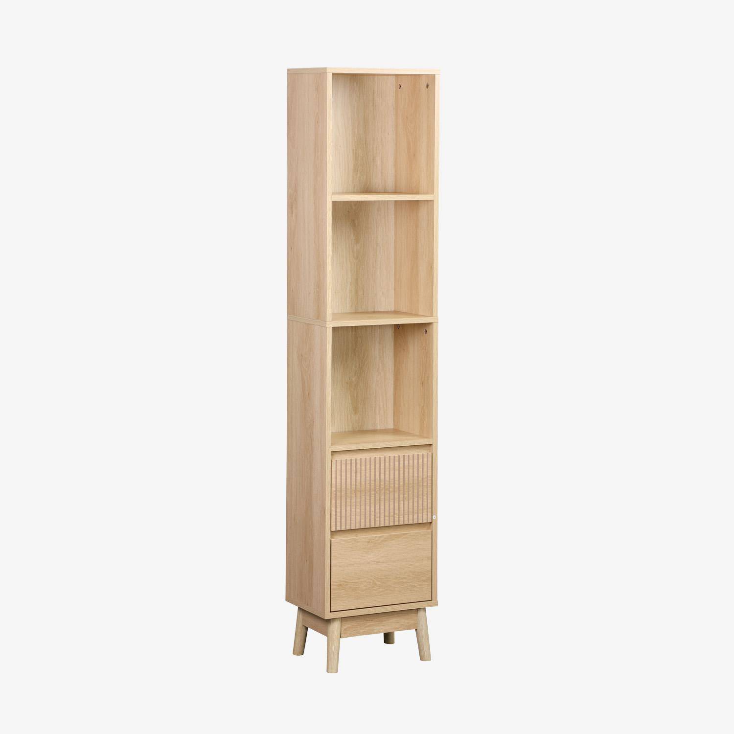 Linear -  Columna de madera con 3 estantes y 2 cajones