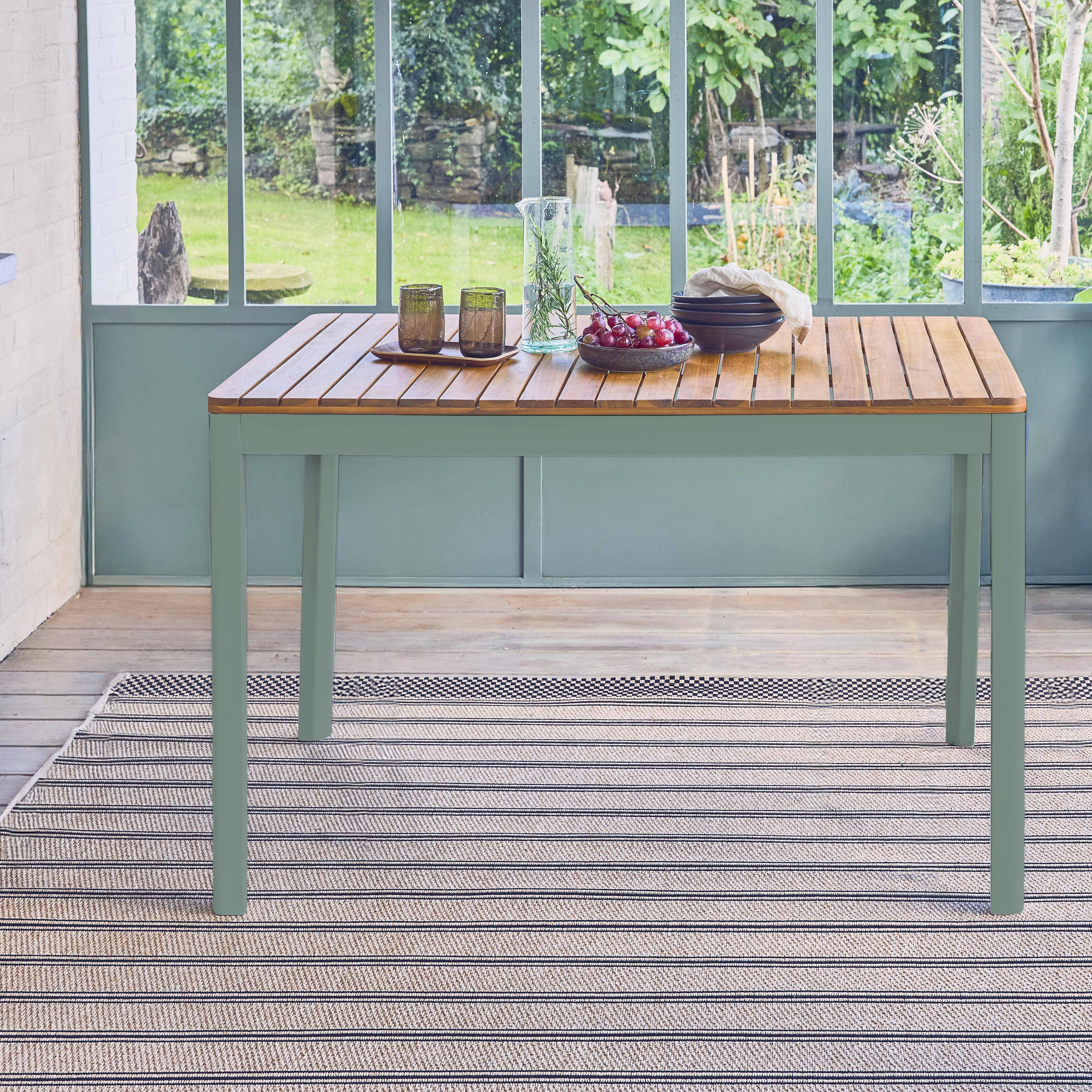 Senora 120cm - Mesa de jardín de acacia con esquinas redondeadas, 6 plazas