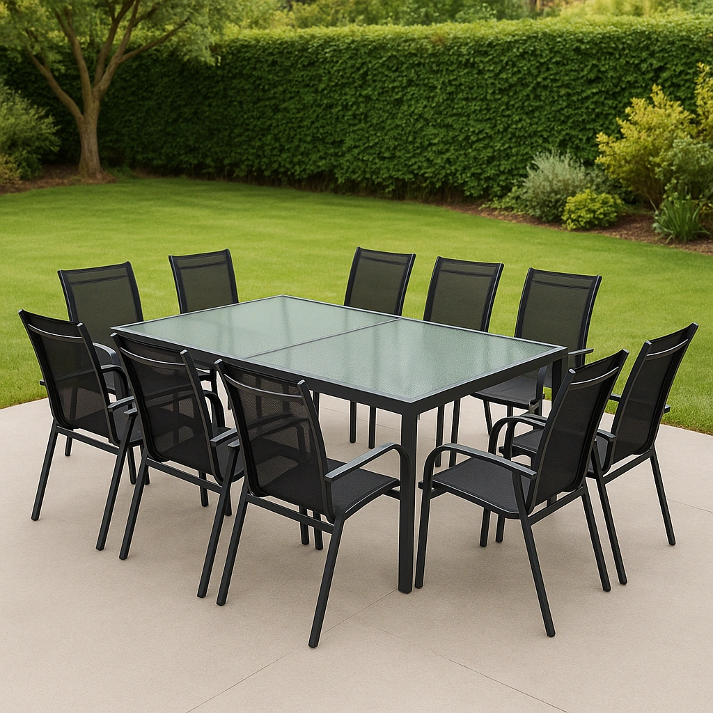 Conjunto de muebles de jardín mesa alta y sillas negro/madera sintética ratán exterior