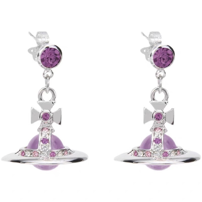 Vivienne Westwood 10mm Crystal Bead Saturn Earrings - Original Replica Club