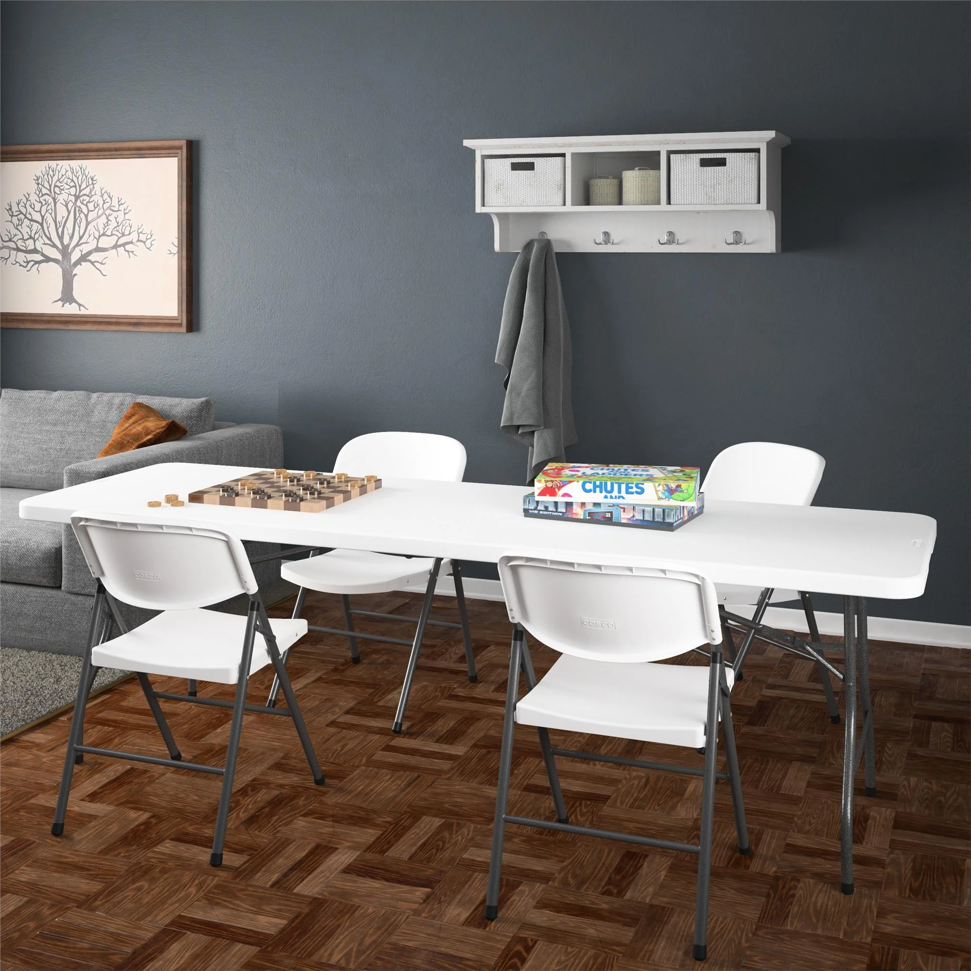 Cosco 8 Foot Centerfold Folding Table, White - Image 2
