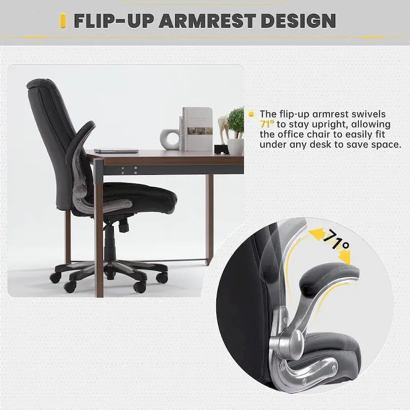 Ergonomic Office Chair with High Back Flip Up Armrests and Rolling Base