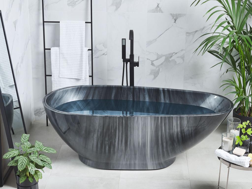 Bañera independiente de acrílico negro/plateado 170 x 80 cm RIOJA
