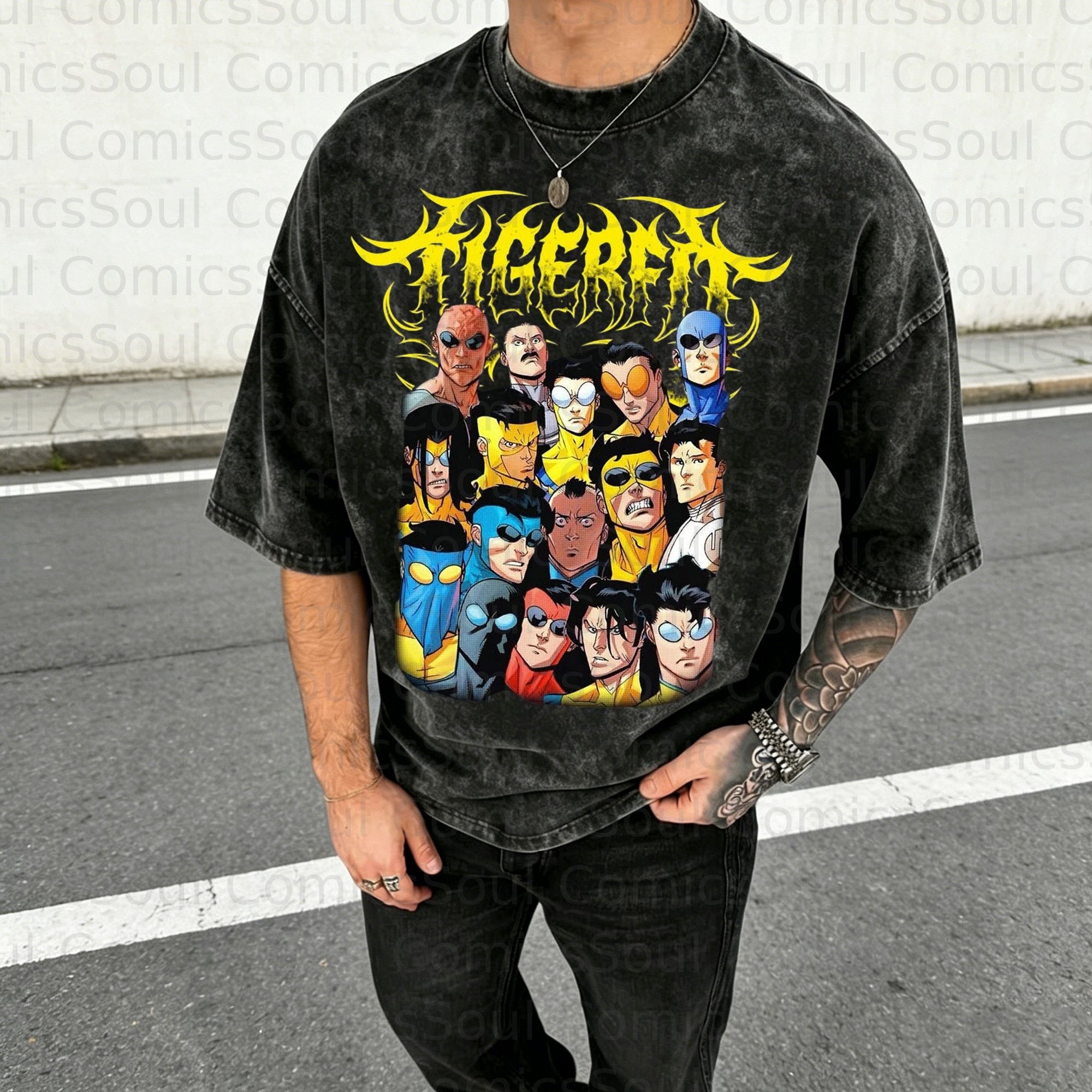 Unisex Anime Inspired Vintage Washed T-Shirt