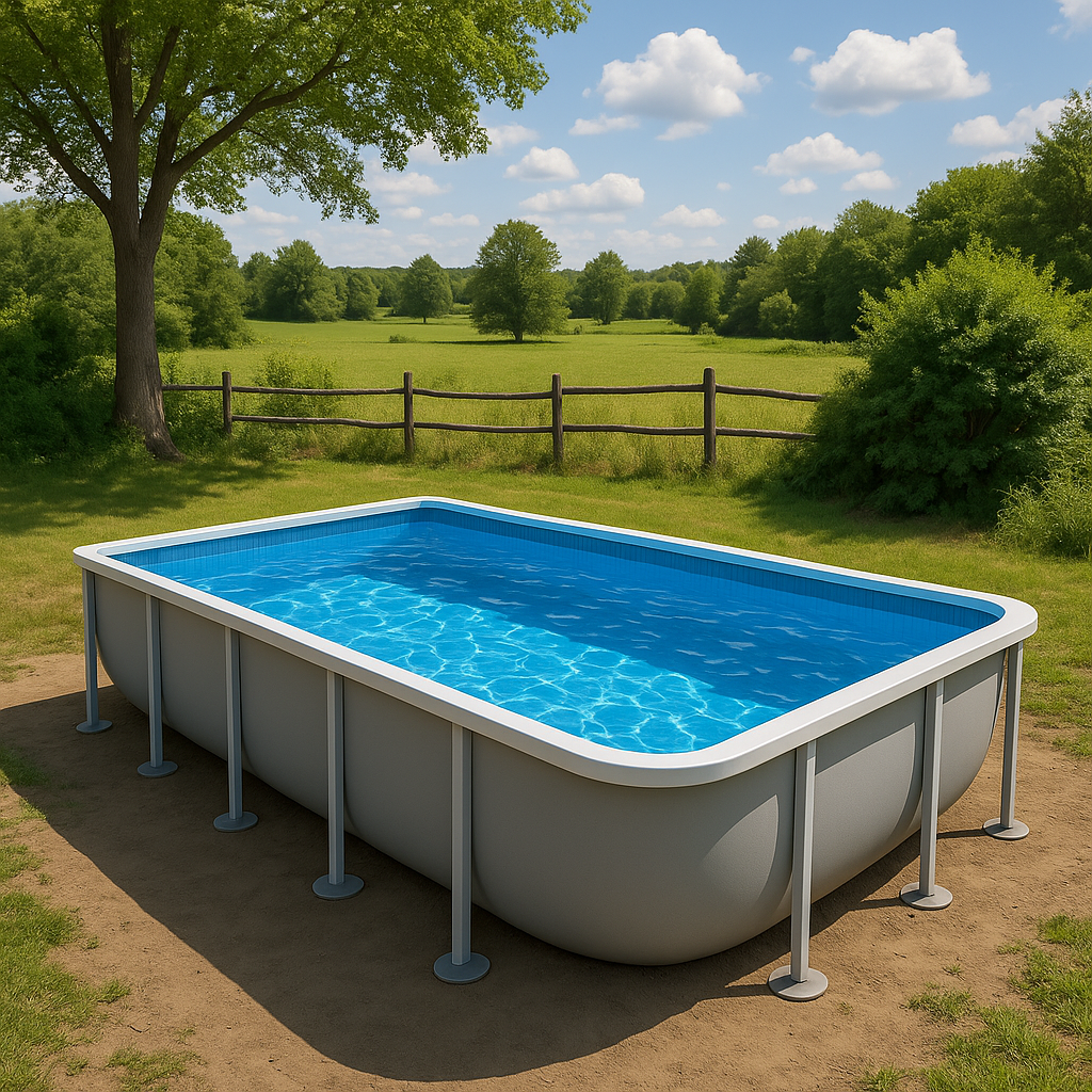 Rectangular Sí Piscina PVC Metal Jardín Piscina tubular rectangular gris claro PVC y metal para jardín 732x366x132 cm