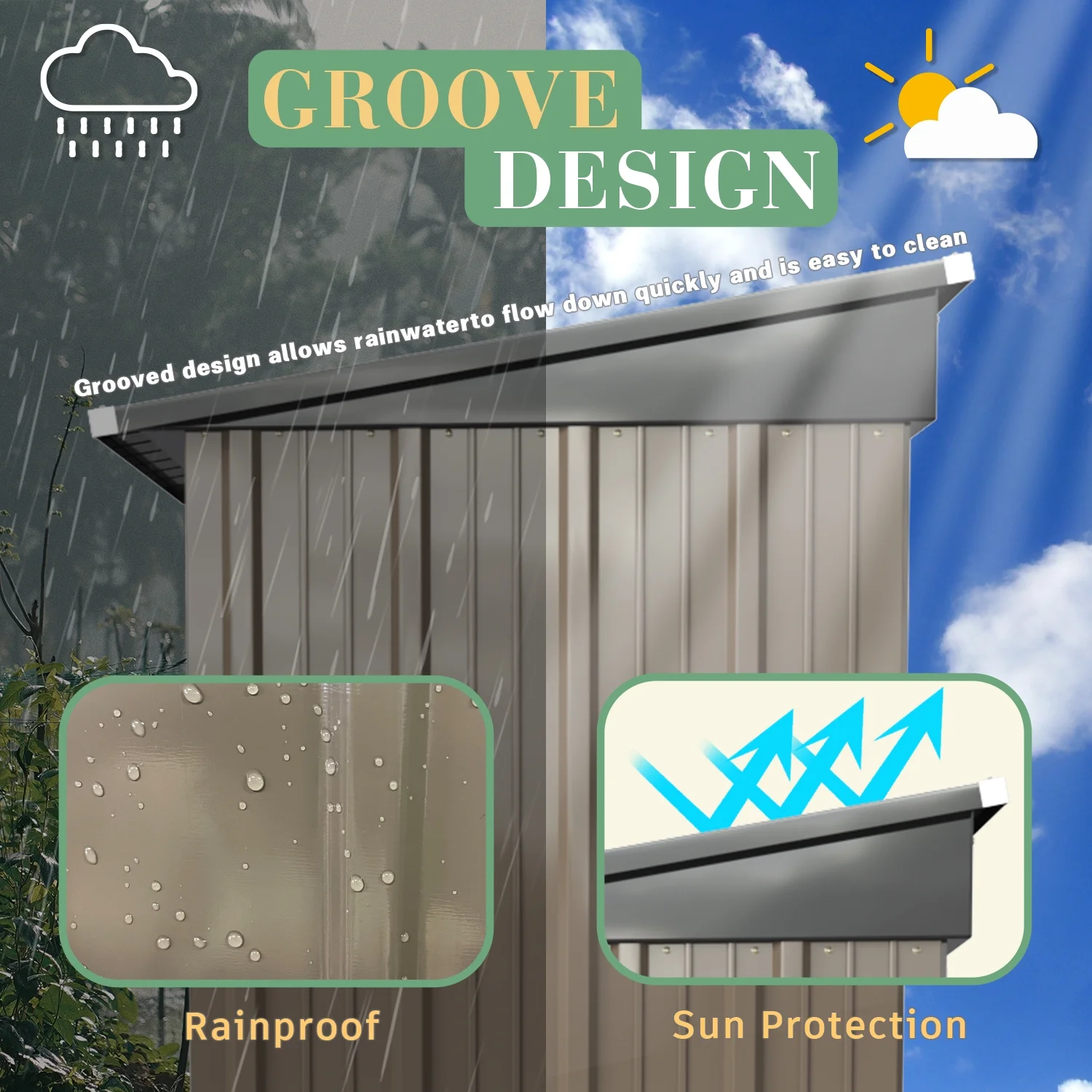 LACOO 4' x 6' Outdoor Storage Metal Shed for Tool Storage, Outdoor House for Backyard & Garden,Brown - Image 17